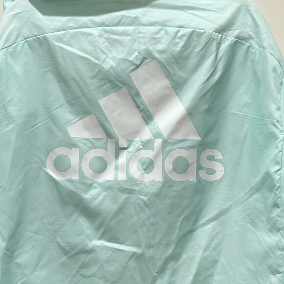New Adidas Aeroready Jacket Small Full Zip Hood Ice Mint White Lightweight NWT - Picture 7 of 10